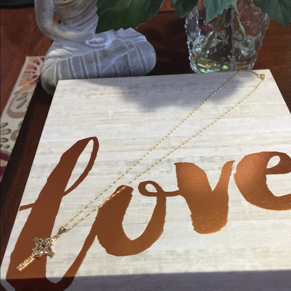 14K gold cross necklace
